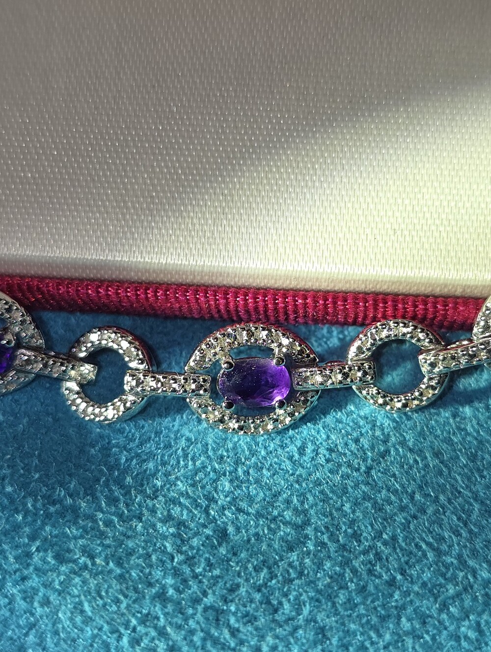 Sterling Silver Amethyst Diamond Bracelet (Read Description)